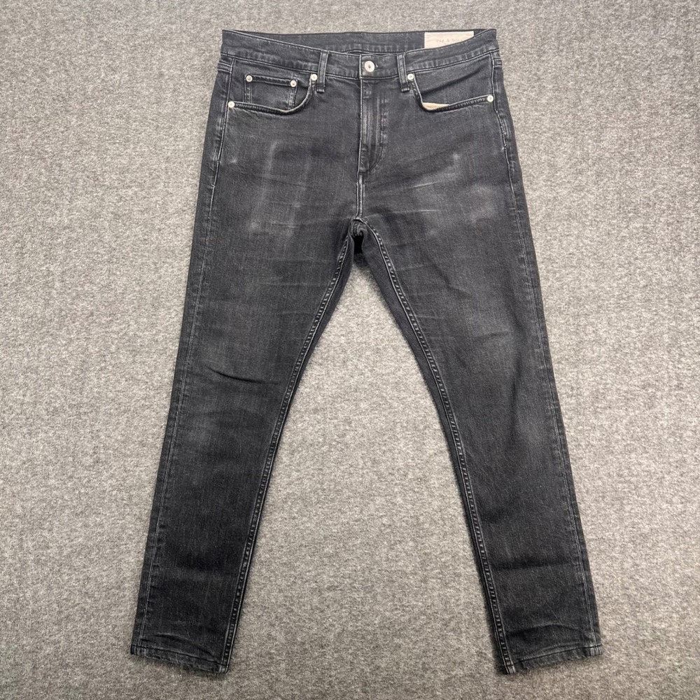 Rag & Bone Skinny Tapered Jeans Washed Black Denim 34 Slim Preppy work Casual